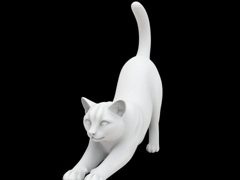 Playful Cat Stretch 3D Print Model