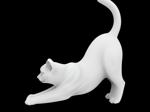 Playful Cat Stretch 3D Print Model