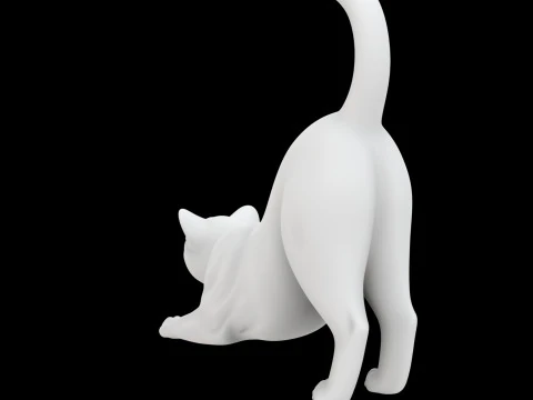 Playful Cat Stretch 3D Print Model