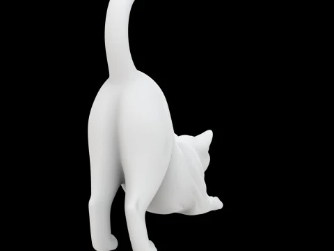 Playful Cat Stretch 3D Print Model