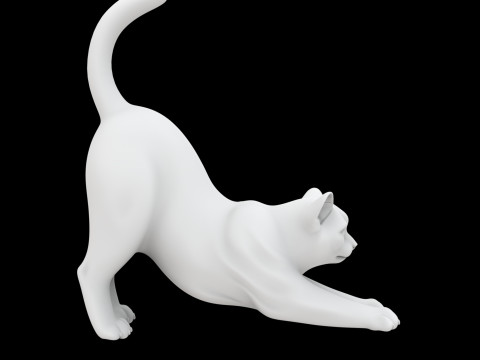 Playful Cat Stretch 3D Print Model