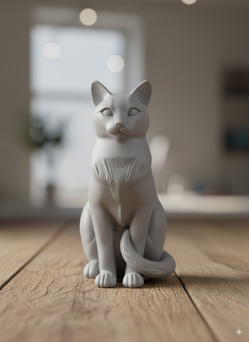 Sitting Cat Statue Dual View Modello di stampa 3D .c4d .max .obj .3ds .fbx .stl .blend 