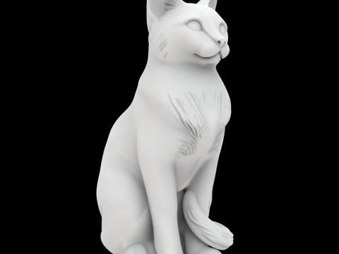 Sitting Cat Statue Dual View Modello di stampa 3D