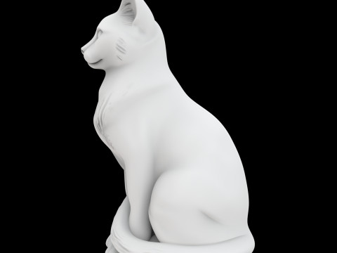 Sitting Cat Statue Dual View Modello di stampa 3D