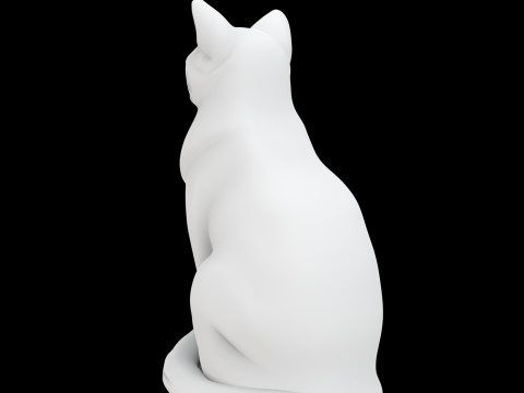Sitting Cat Statue Dual View Modello di stampa 3D