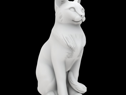 Sitting Cat Statue Dual View Modello di stampa 3D