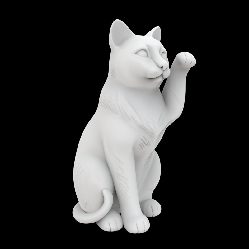 Waving Cat Statue 3D 打印模型 .c4d .max .obj .3ds .fbx .stl .blend