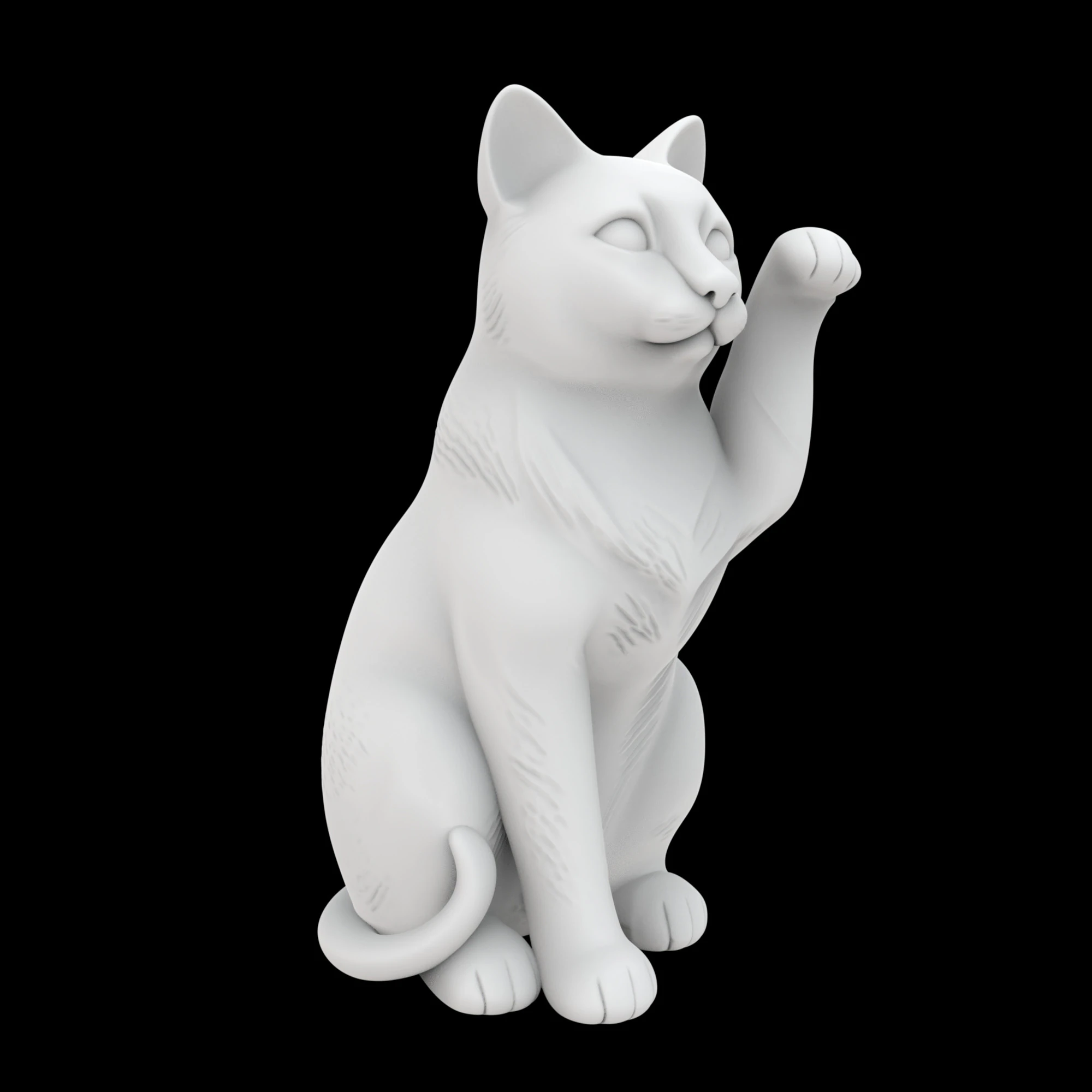 Waving Cat Statue 3D Print Model .c4d .max .obj .3ds .fbx .stl .blend 