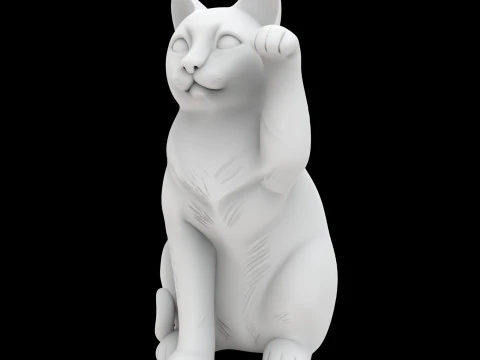Waving Cat Statue 3D Print Model