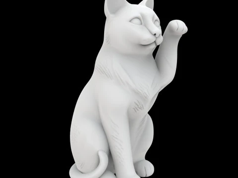 Waving Cat Statue 3D Print Model