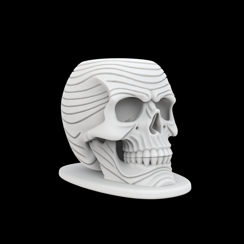 Zen Wave Skull Pen Cup 3D Druckmodell .c4d .max .obj .3ds .fbx .stl .blend