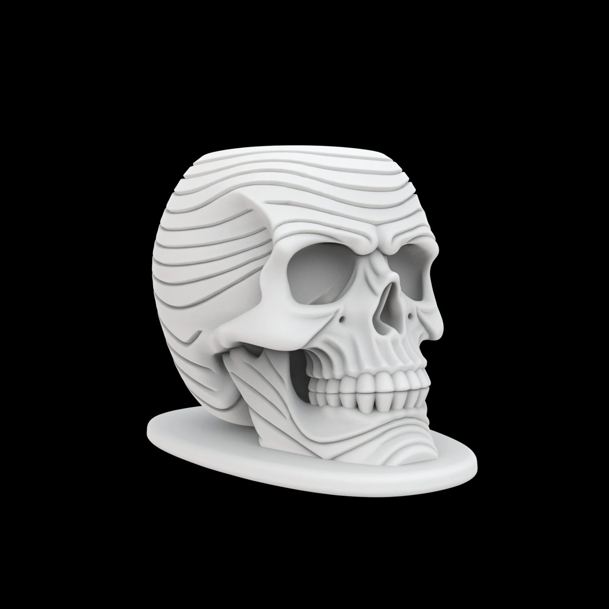Zen Wave Skull Pen Cup 3D Print Model .c4d .max .obj .3ds .fbx .stl .blend