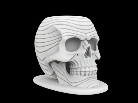 Zen Wave Skull Pen Cup 3D Print Model