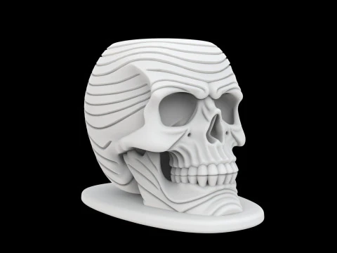 Zen Wave schedel pennenbeker 3D printmodel
