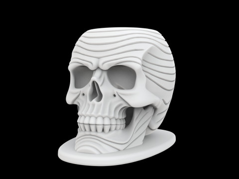 Zen Wave Skull Pen Cup 3D Druckmodell