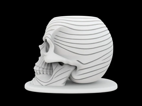 Zen Wave Skull Pen Cup 3D Print Model