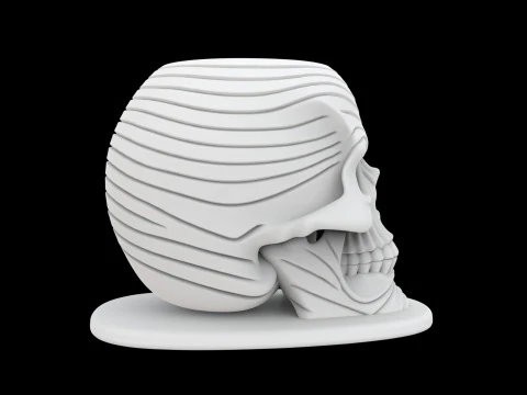 Zen Wave Skull Pen Cup 3D Print Model