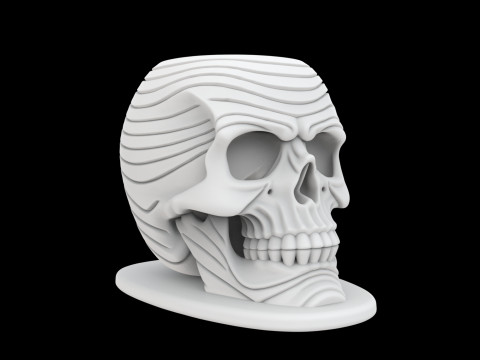 Zen Wave Skull Pen Cup 3D Druckmodell