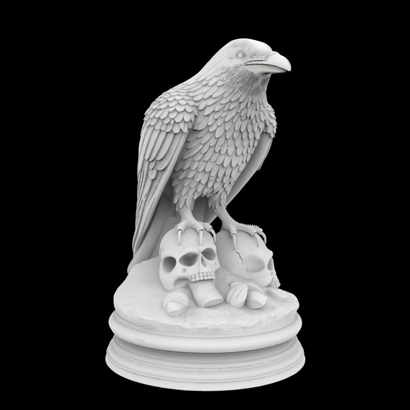 Dark Omen Raven Sculpture 3D Druckmodell .c4d .max .obj .3ds .fbx .stl .blend