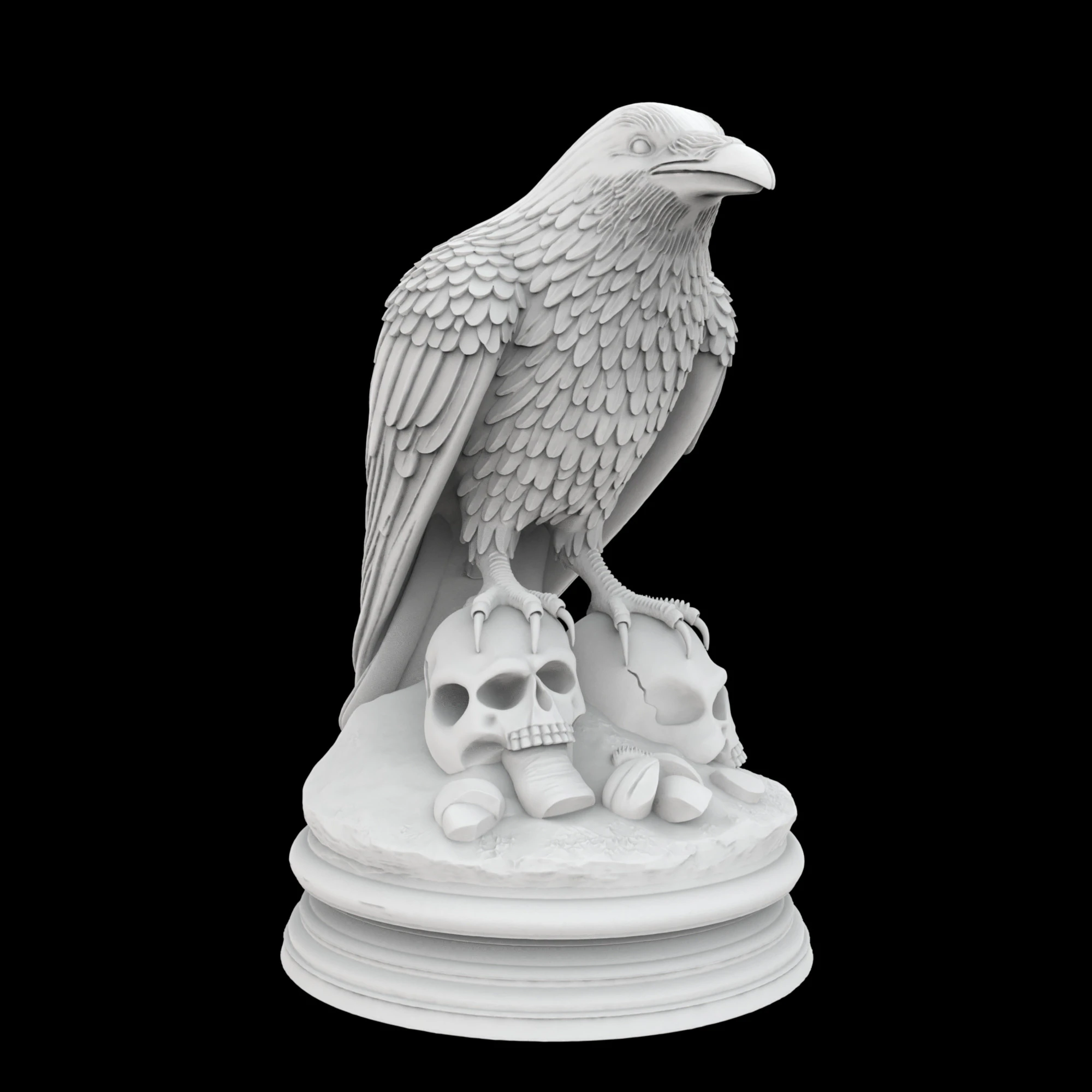 Dark Omen Raven Sculpture 3D Print Model .c4d .max .obj .3ds .fbx .stl .blend 