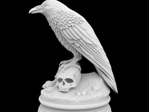 Dark Omen Raven Sculpture 3D Druckmodell