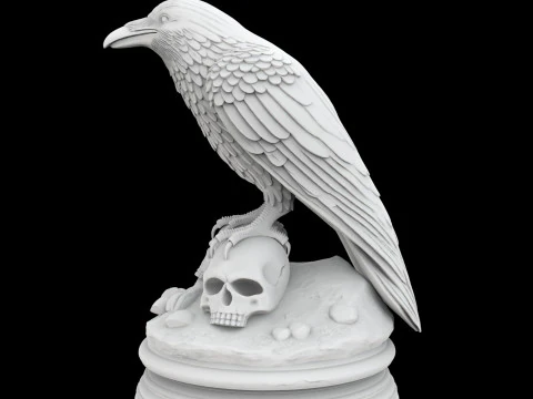 Dark Omen Raven Sculpture 3D Print Model