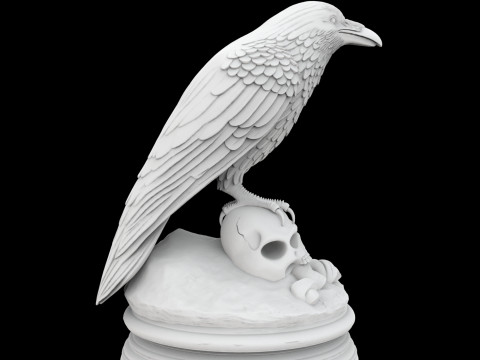 Dark Omen Raven Sculpture 3D Druckmodell