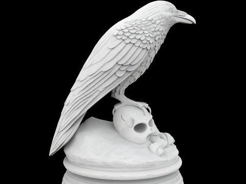 Dark Omen Raven Sculpture 3D Print Model