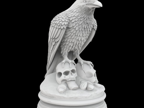 Dark Omen Raven Sculpture 3D Druckmodell