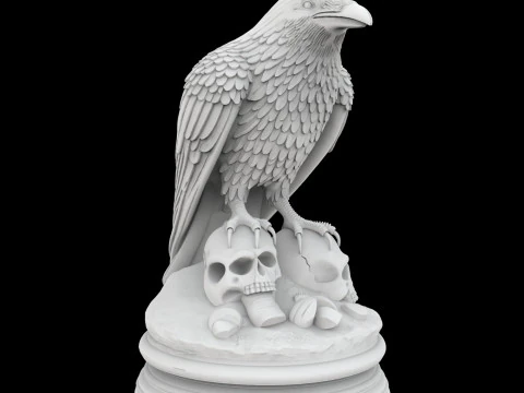 Dark Omen Raven Sculpture 3D Print Model