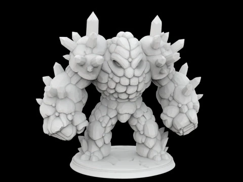 Earth Elemental Golem Miniature 3D Print Model