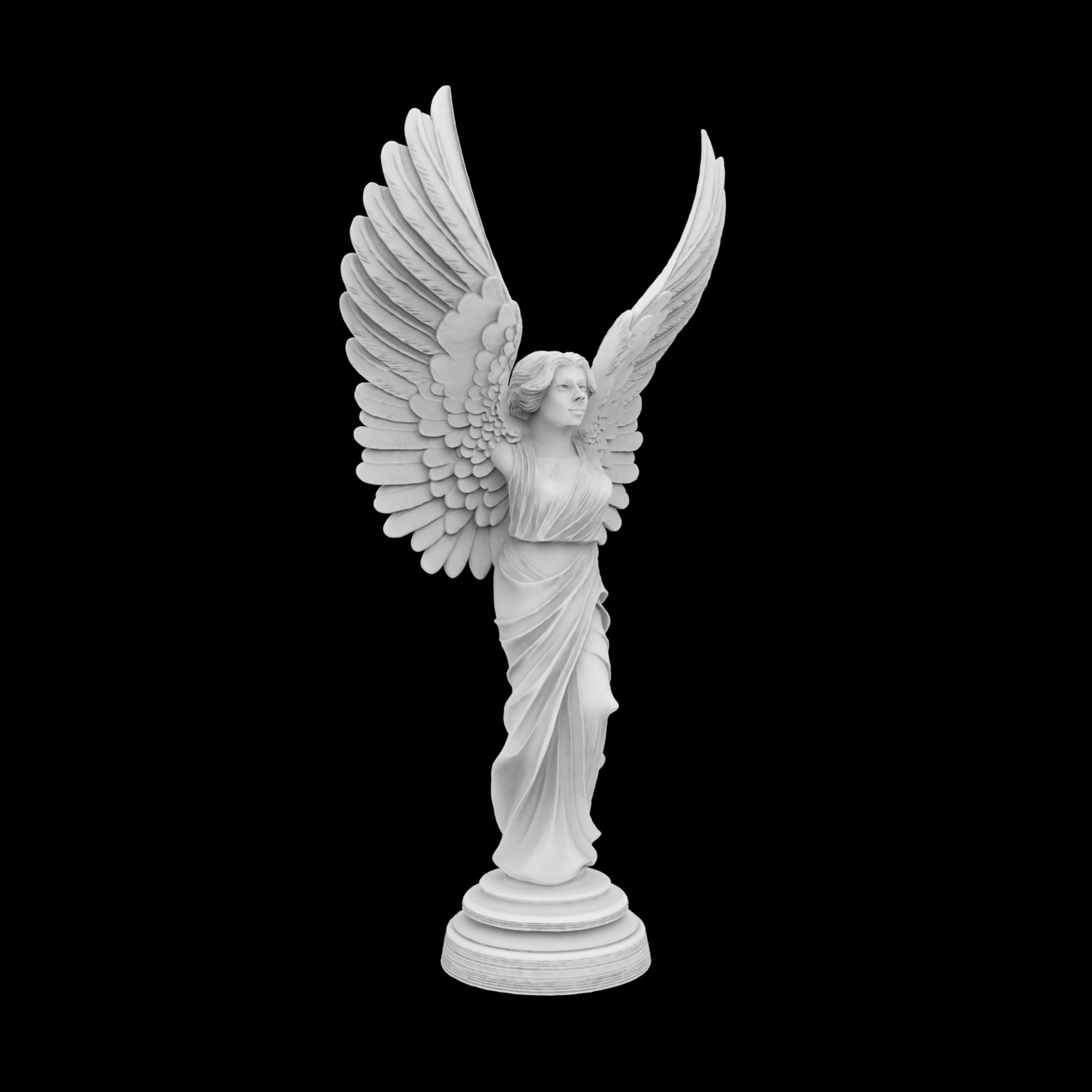 CElegant Angel Wings Rising Sculpture 3D Print Model .c4d .max .obj .3ds .fbx .stl .blend 