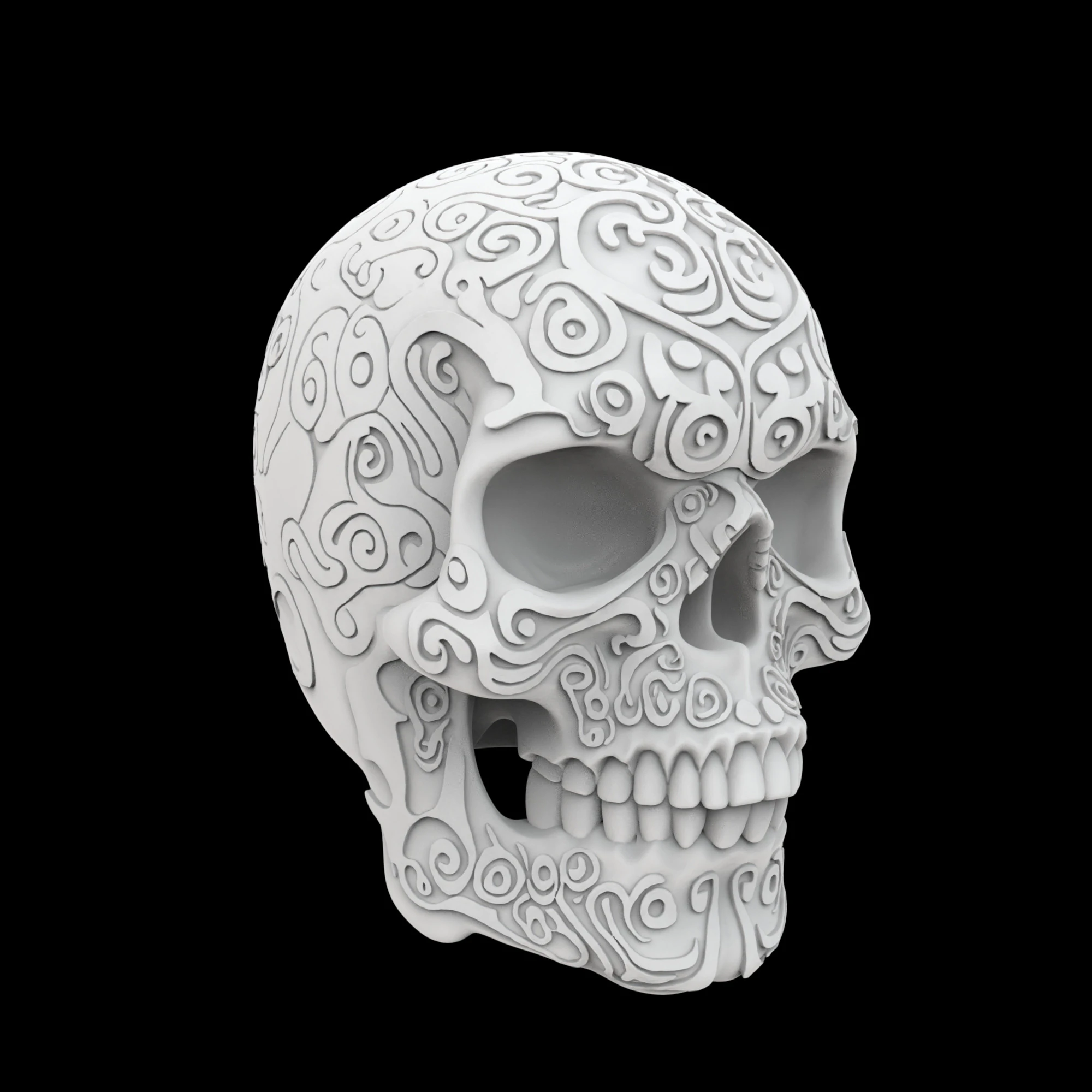 Gothic Ornamental Skull 3D Print Model .c4d .max .obj .3ds .fbx .stl .blend 