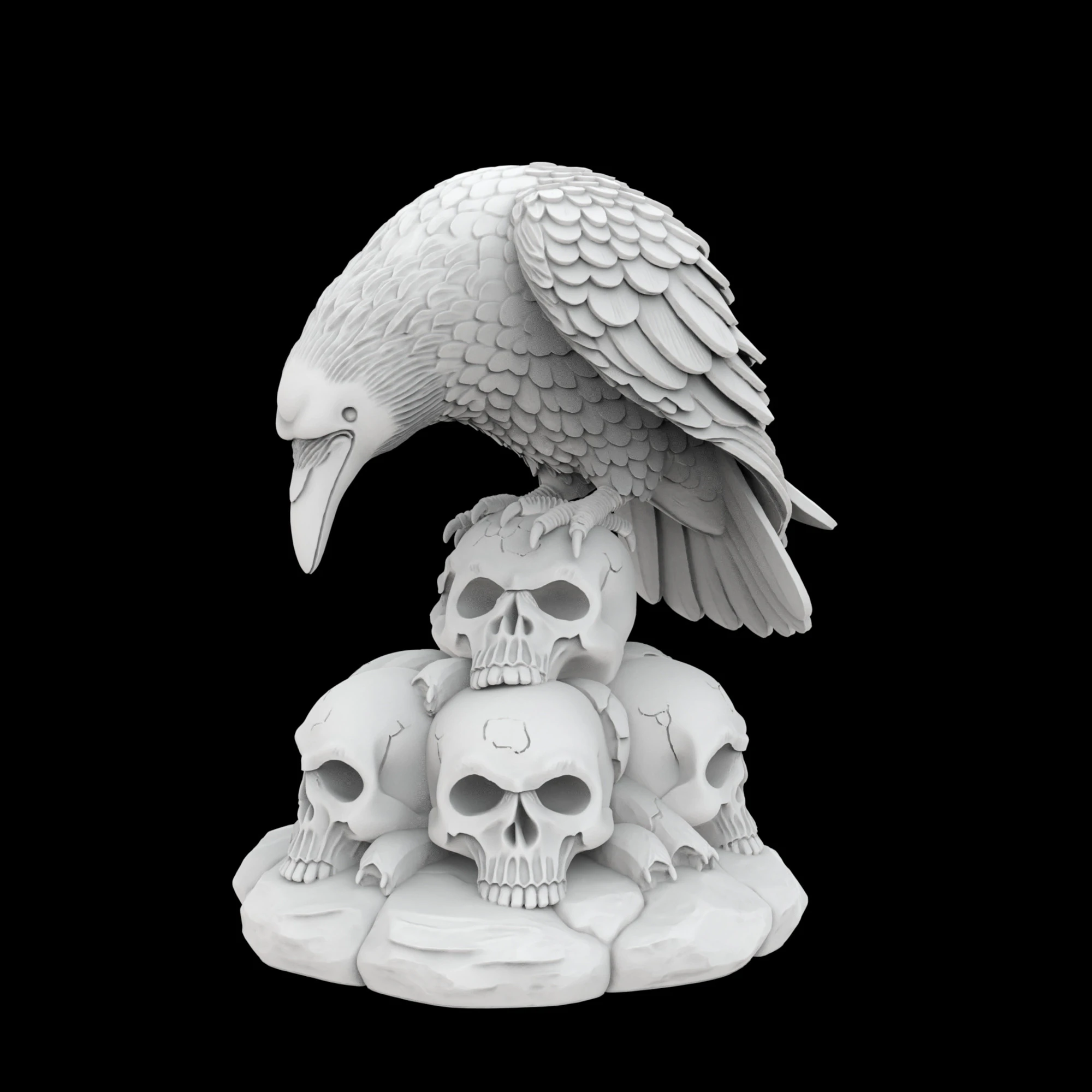 Gothic Raven Skull Statue 3D Print Model .c4d .max .obj .3ds .fbx .stl .blend 