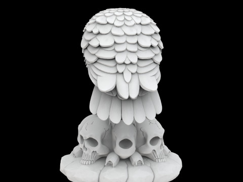 Gothic Raven Skull Statue 3D Baskı Modeli