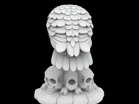 Gothic Raven Skull Statue 3D Print Model