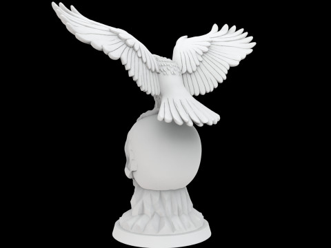 Raven on Skull Gothic Sculpture 3D P 3D Baskı Modeli