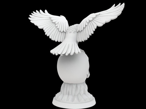 Raven on Skull Gothic Sculpture 3D P 3D Baskı Modeli