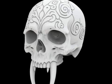 Tribal Skull with Fangs 3D Print Model