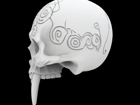 Tribal Skull with Fangs 3D Print Model