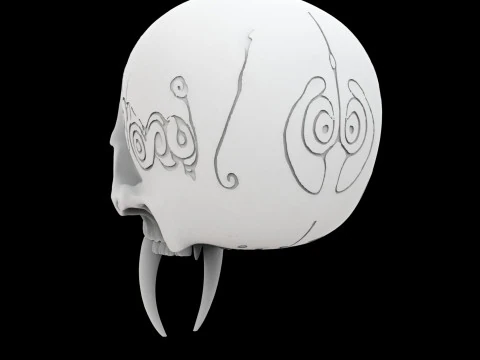 Tribal Skull with Fangs 3D Print Model