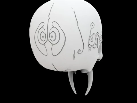 Tribal Skull with Fangs 3D Print Model