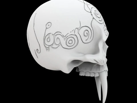 Tribal Skull with Fangs 3D Print Model
