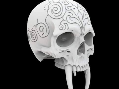 Tribal Skull with Fangs 3D Print Model