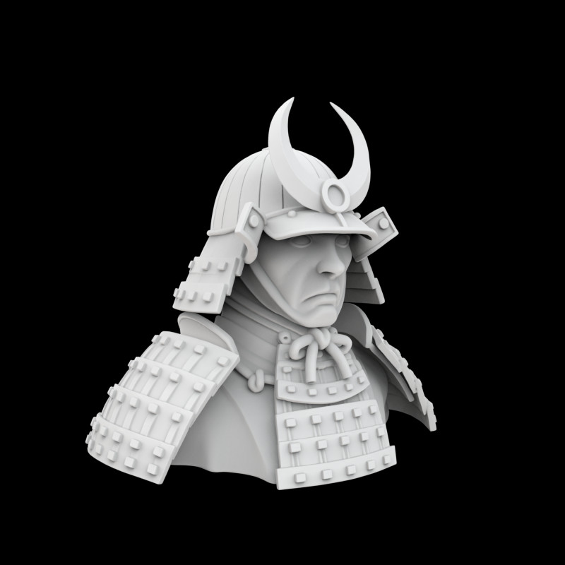 Samurai Warrior Bust 3D 打印模型 .c4d .max .obj .3ds .fbx .stl .blend 