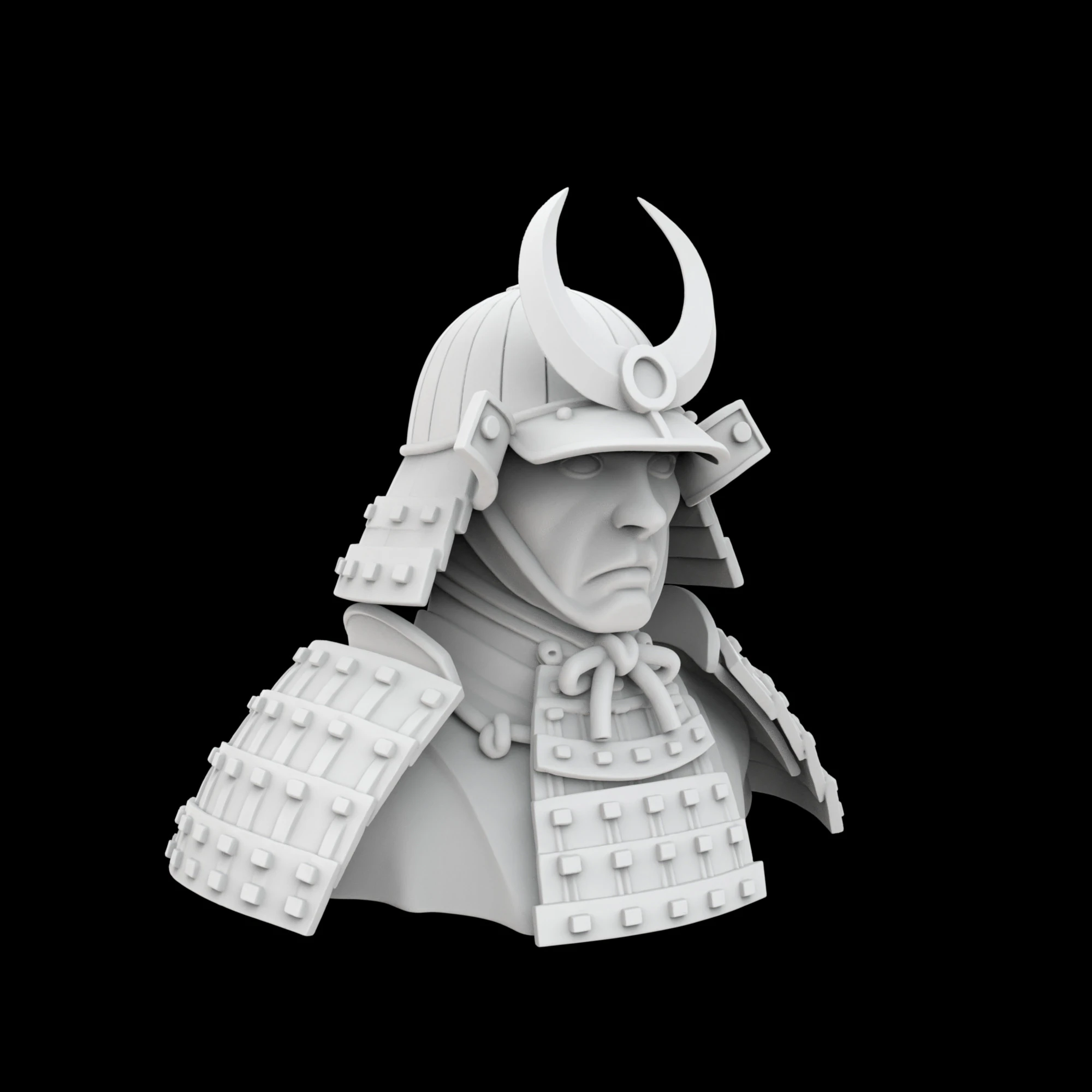 Samurai Warrior Bust 3D Print Model .c4d .max .obj .3ds .fbx .stl .blend 