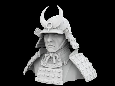 Samurai Warrior Bust 3D Print Model