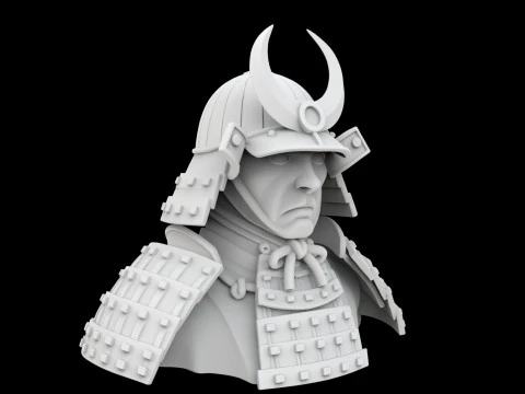 Samurai Warrior Bust 3D Print Model