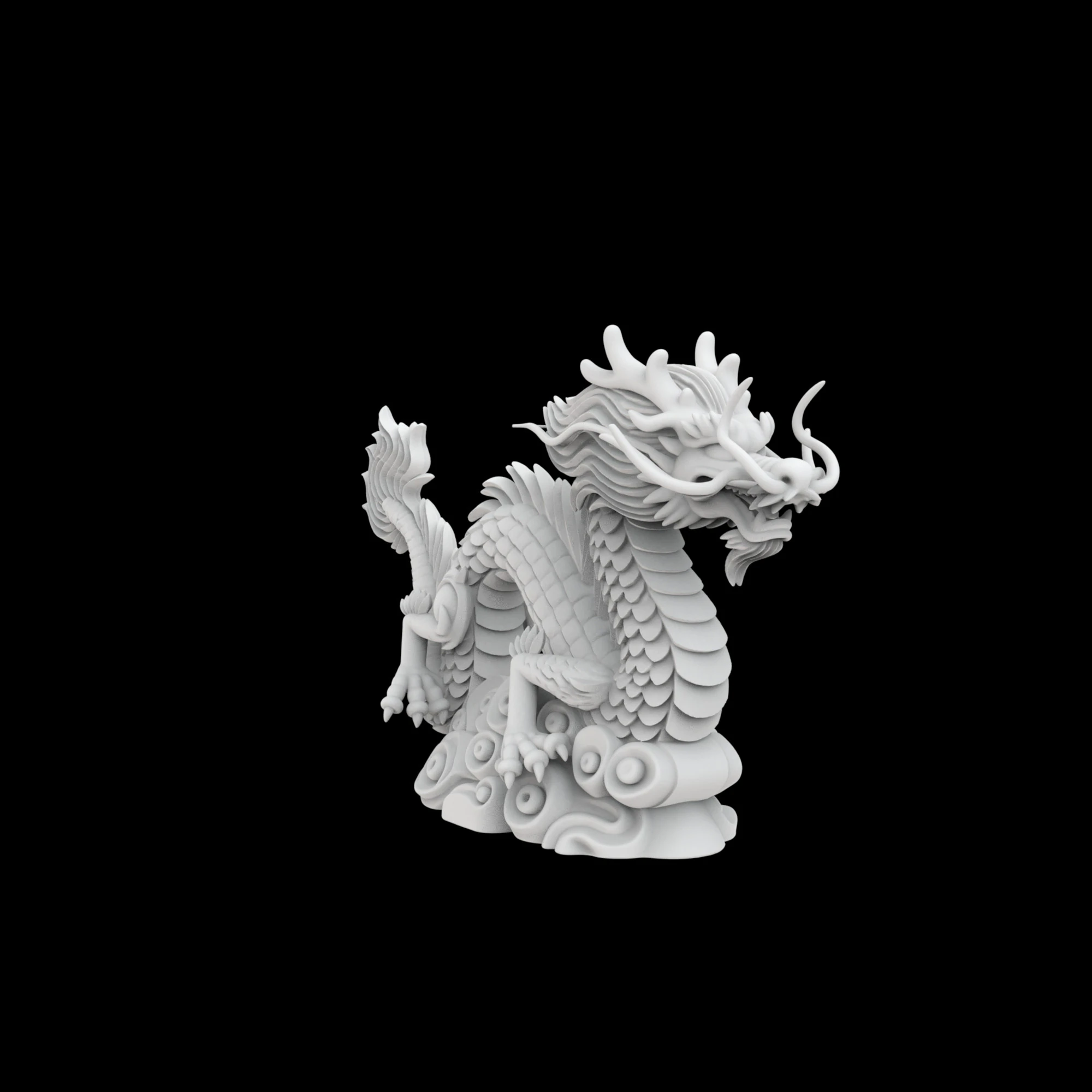 Chinese Dragon Statue 3D Printable M 3D Print Model .c4d .max .obj .3ds .fbx .stl .blend