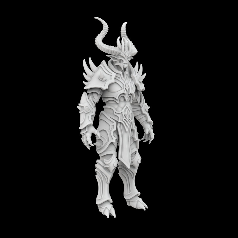 Demon Lord with Horned Crown 3D Printable Model 3D Print Model .c4d .max .obj .3ds .fbx .stl .blend
